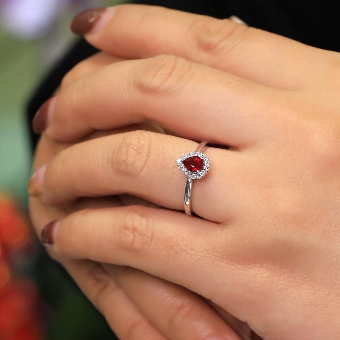 14k Gold 0.89 Ct Natural Ruby & Diamond Ring - 4