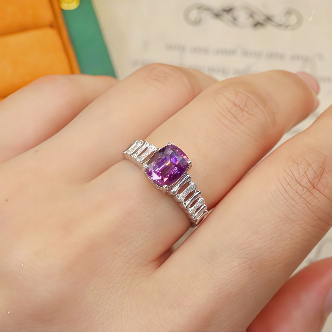 14k Gold 2.09 Ctw Natural Spinel & Diamond Ring - 5
