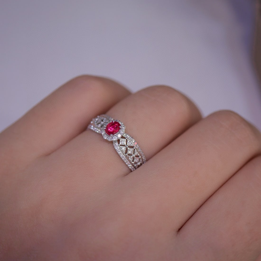 14k Gold 0.30 Ct Natural Ruby & Diamond Ring - 4