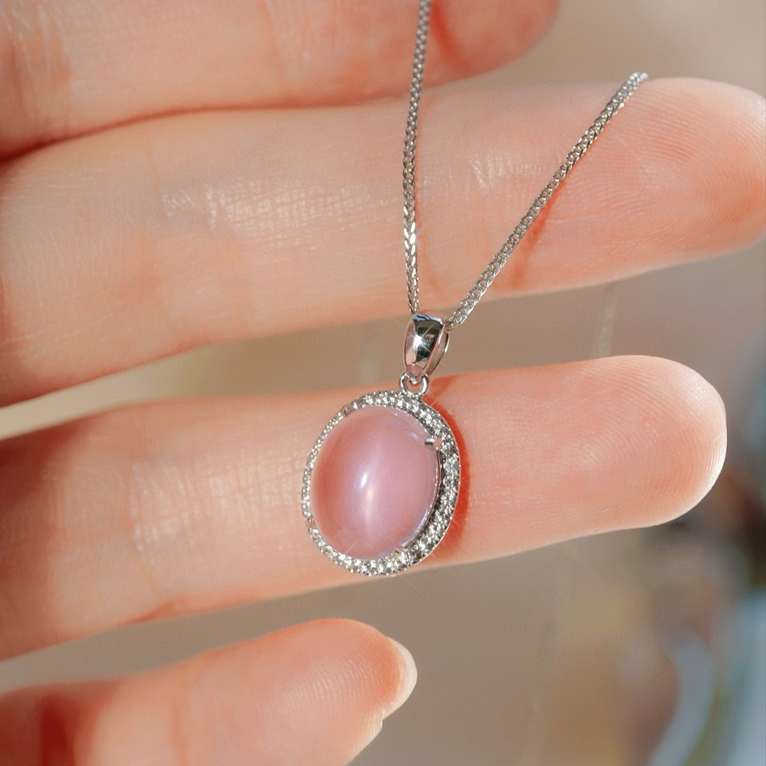 14k Gold 4.10 Ctw Natural Rose Quartz & Sapphire Pendant( Without Chain ) - 6