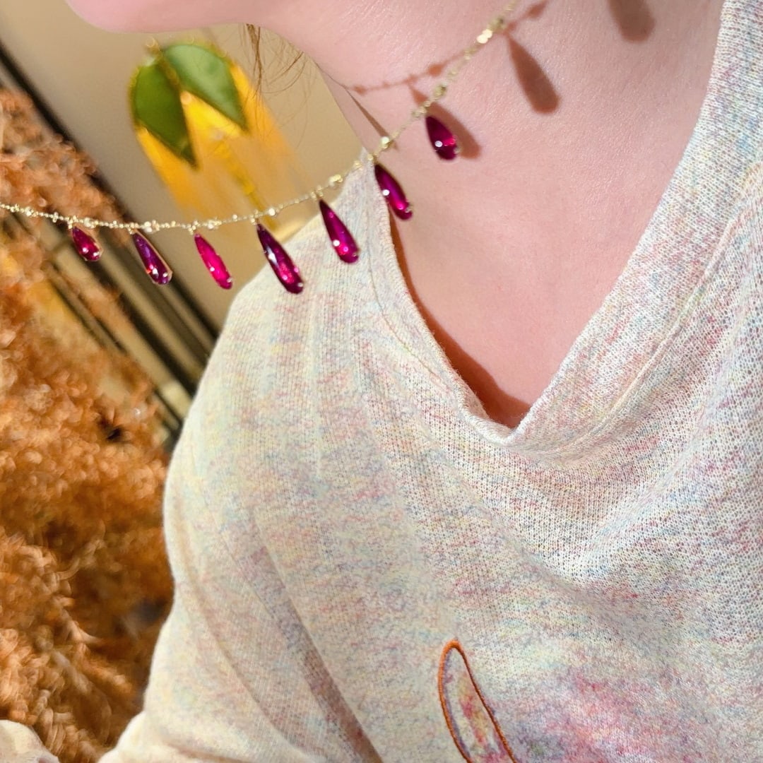 14k Gold 8 Ct Natural Tourmaline Necklace - 3