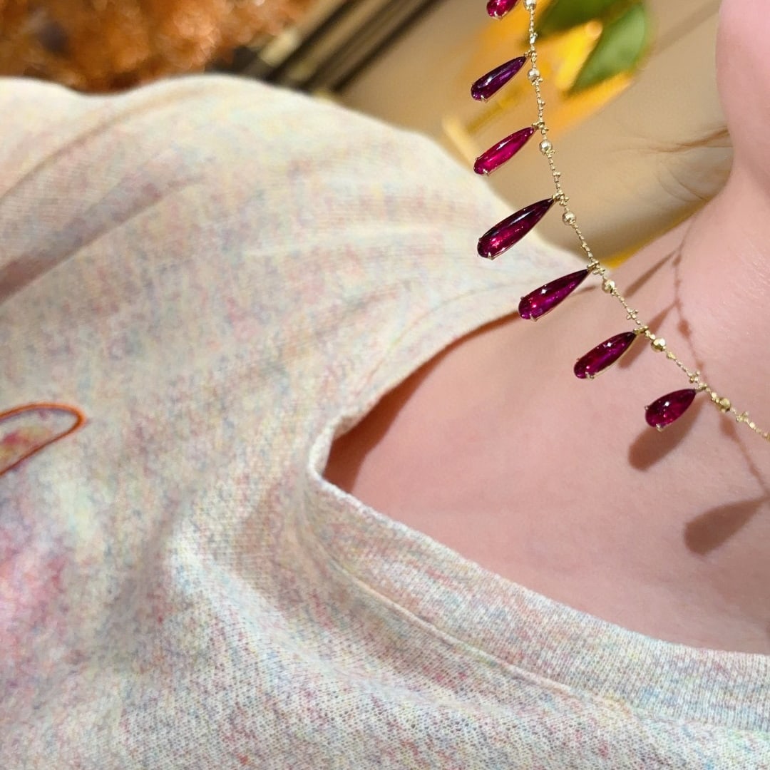14k Gold 8 Ct Natural Tourmaline Necklace - 4