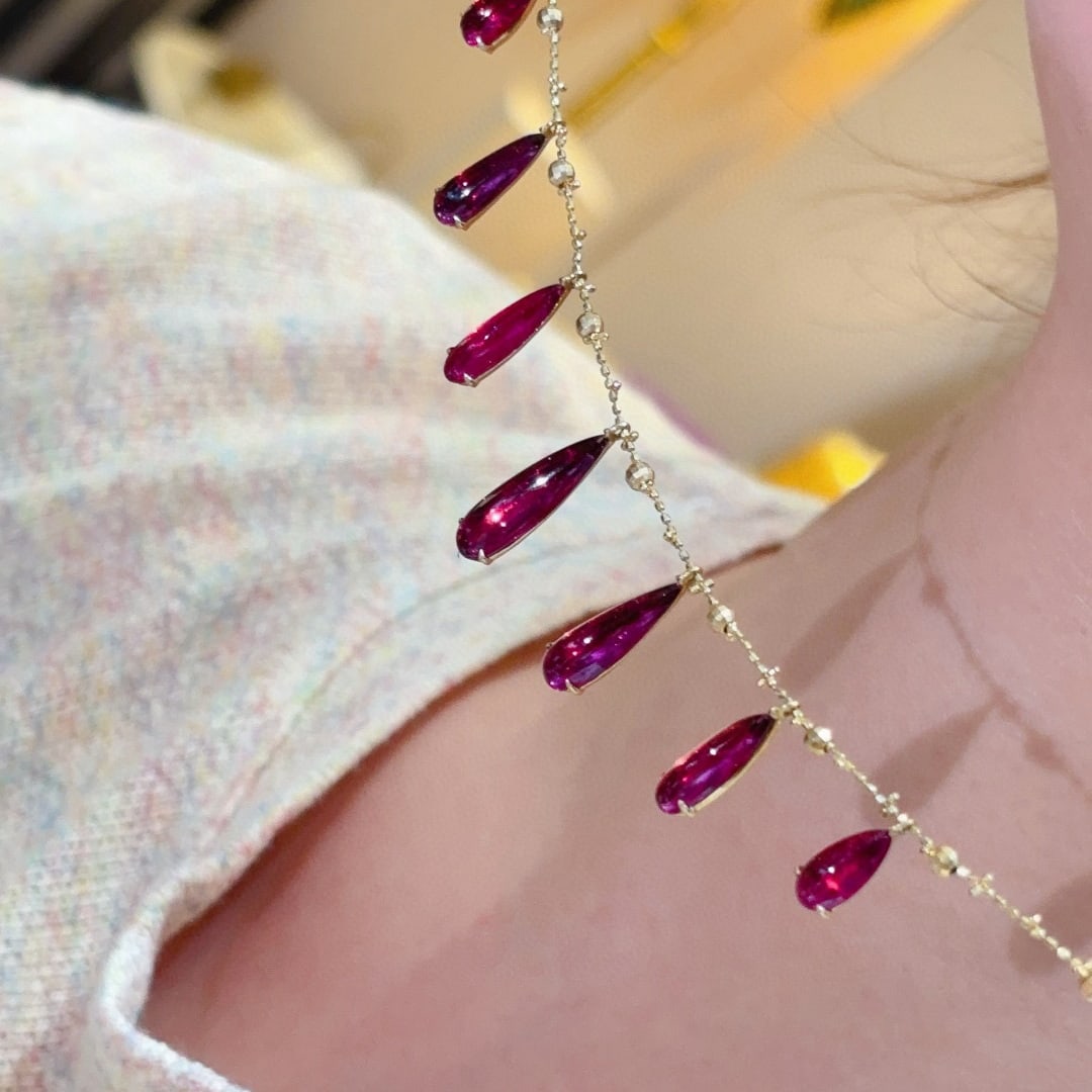 14k Gold 8 Ct Natural Tourmaline Necklace - 5