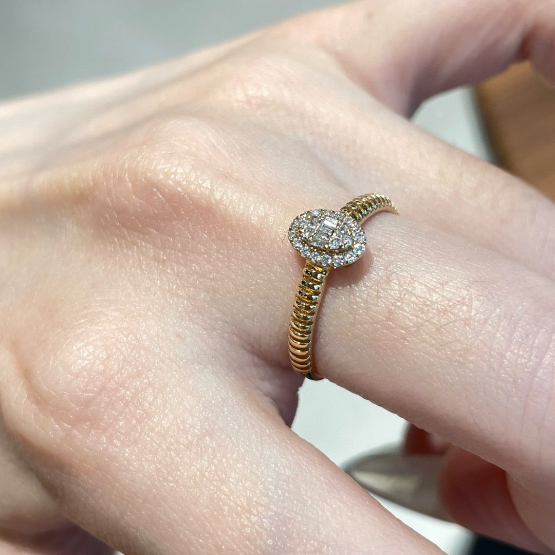 14k Gold 0.15 Ct Natural H Diamond Ring - 3