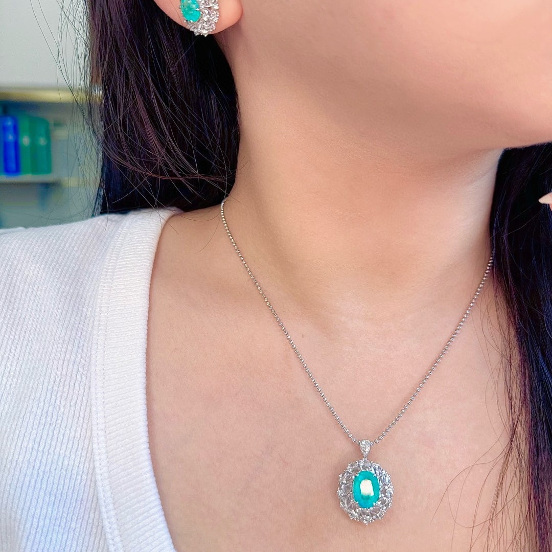 14k Gold 3.41 Ctw Natural Paraiba Tourmaline & Sapphire Ring/pendant( Without Chain ) - 2