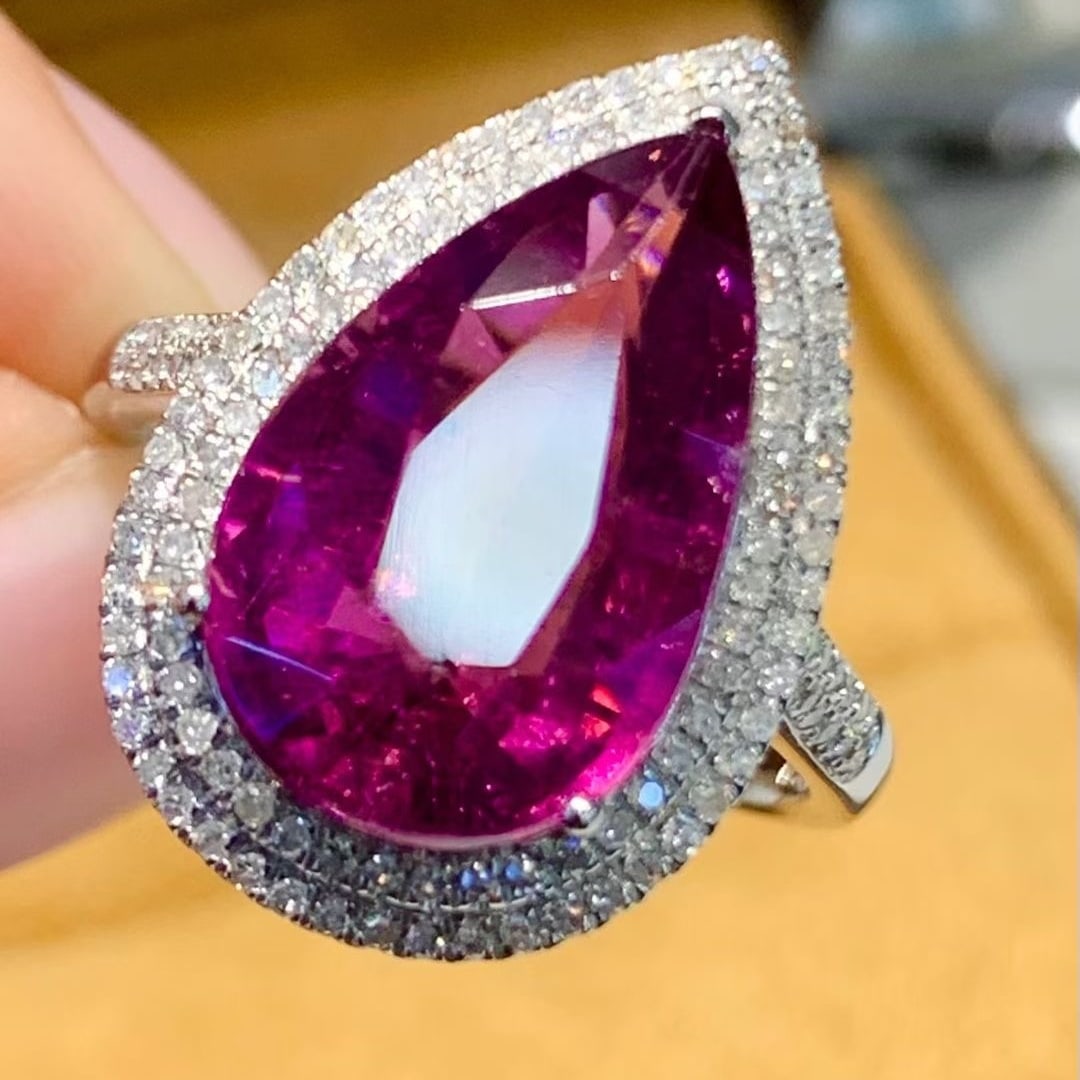 14k Gold 5.2 Ct Natural Tourmaline & Diamond Ring - 3