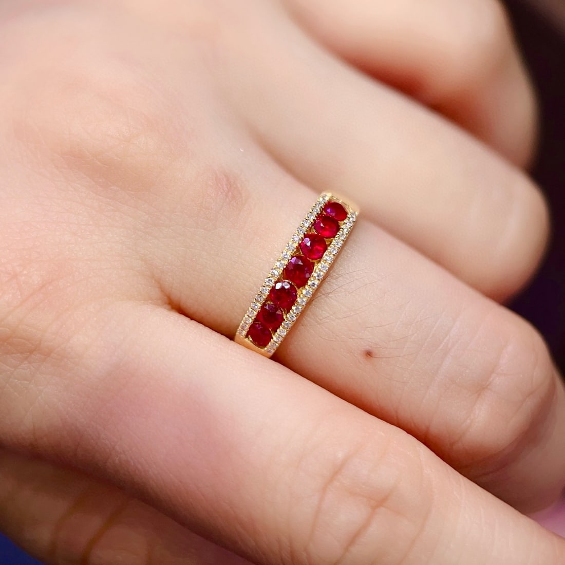 14k Gold 0.85 Ct Natural Ruby & Diamond Ring - 2