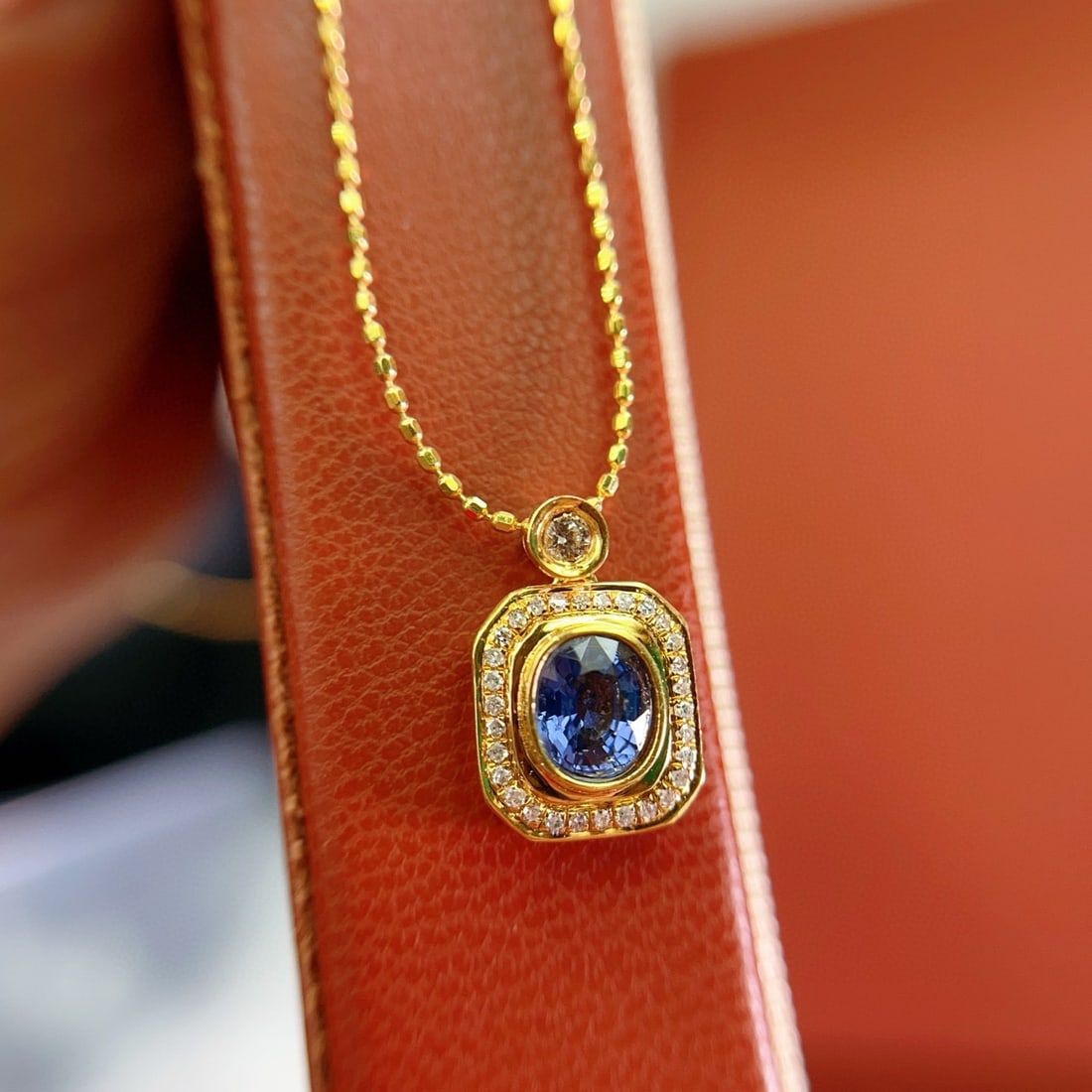 14k Gold 0.58 Ct Natural Sapphire & Diamond & Sapphire Necklace - 6