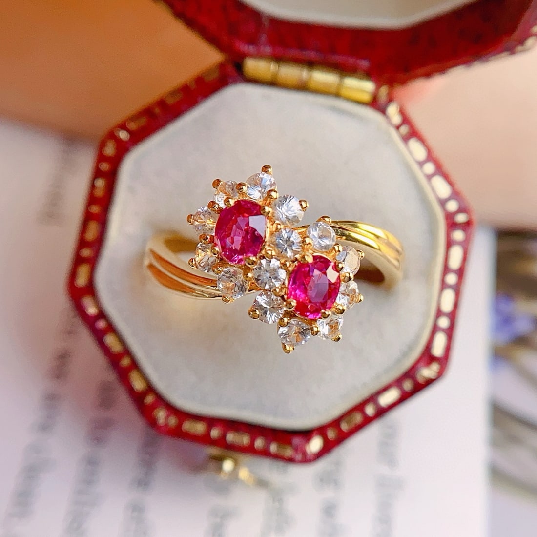 14k Gold 0.70 Ct Natural Ruby & Sapphire Ring - 2