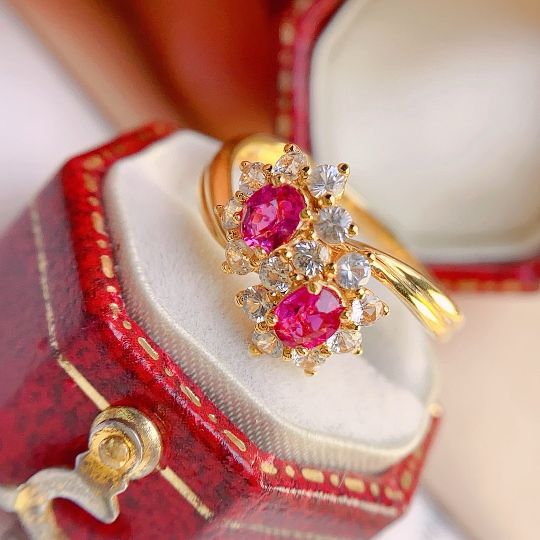 14k Gold 0.70 Ct Natural Ruby & Sapphire Ring - 4