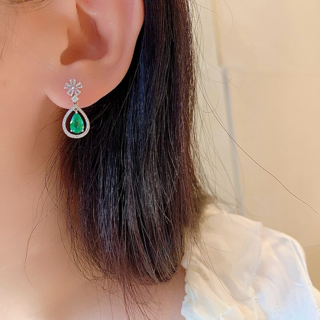 14k Gold 2.43 Ctw Natural Emerald & Sapphire Earrings - 2