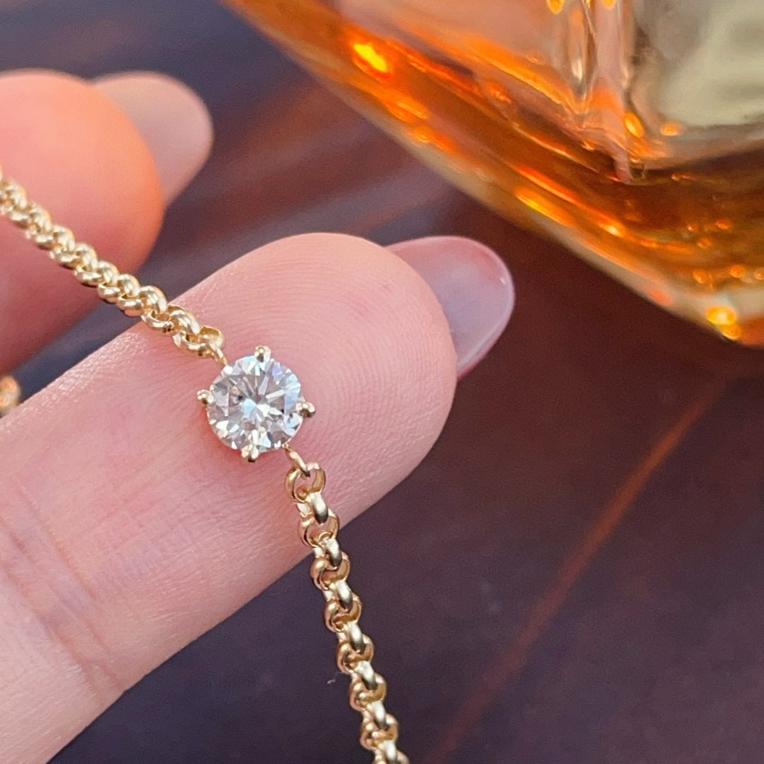 14k Gold 0.3 Ct Natural H Diamond Bracelet - 4