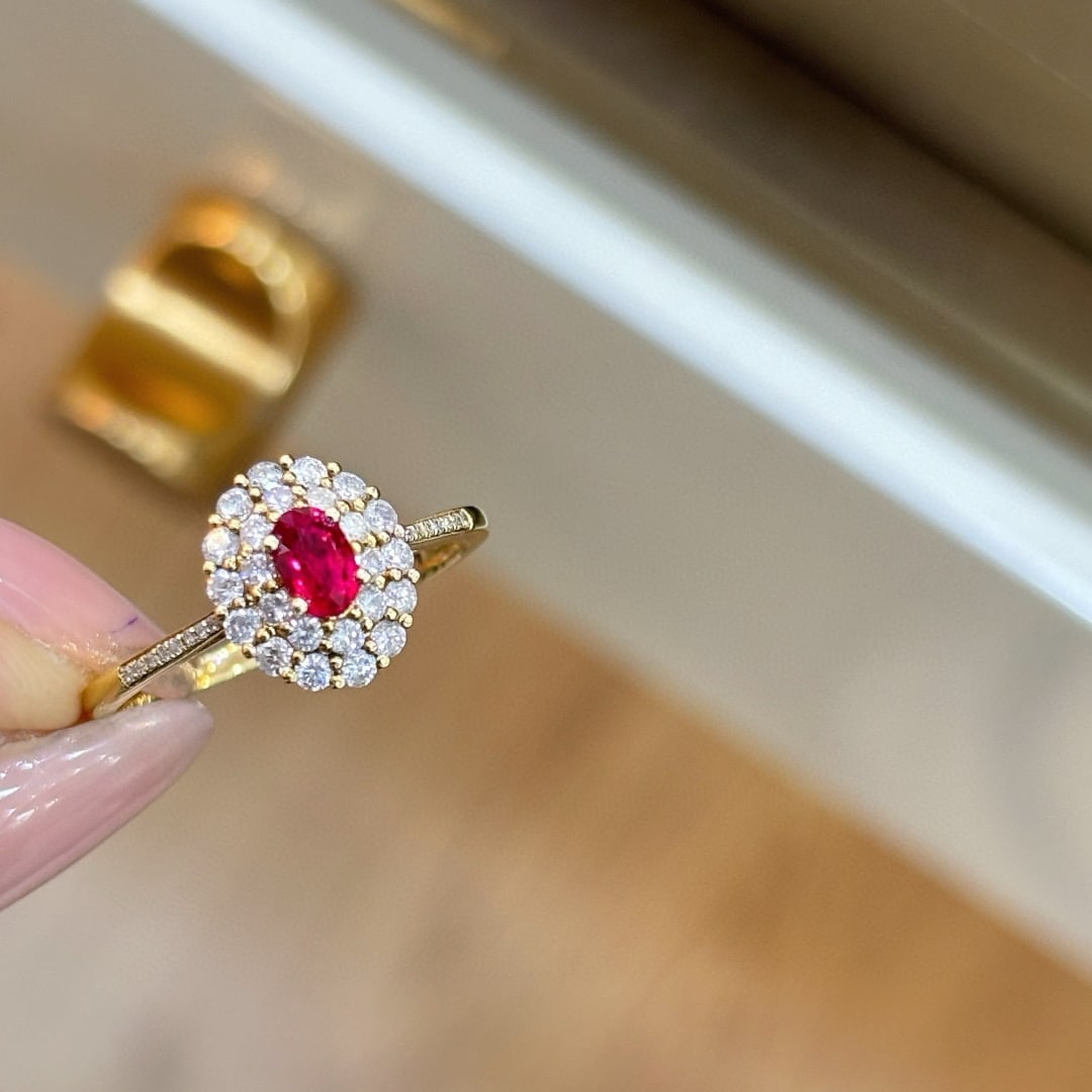 14k Gold 0.4 Ct Natural Ruby & Diamond Ring - 2