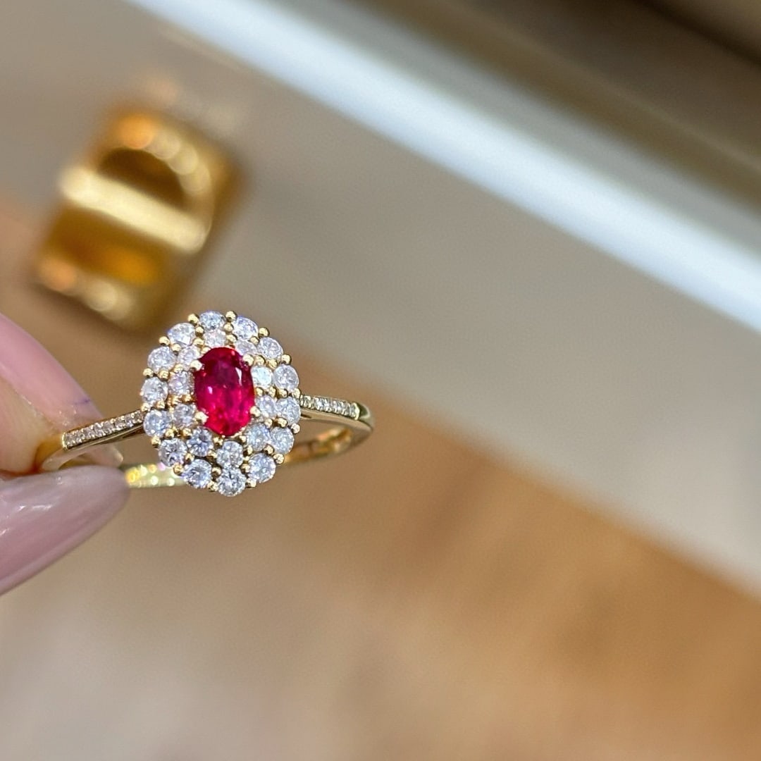 14k Gold 0.4 Ct Natural Ruby & Diamond Ring - 3