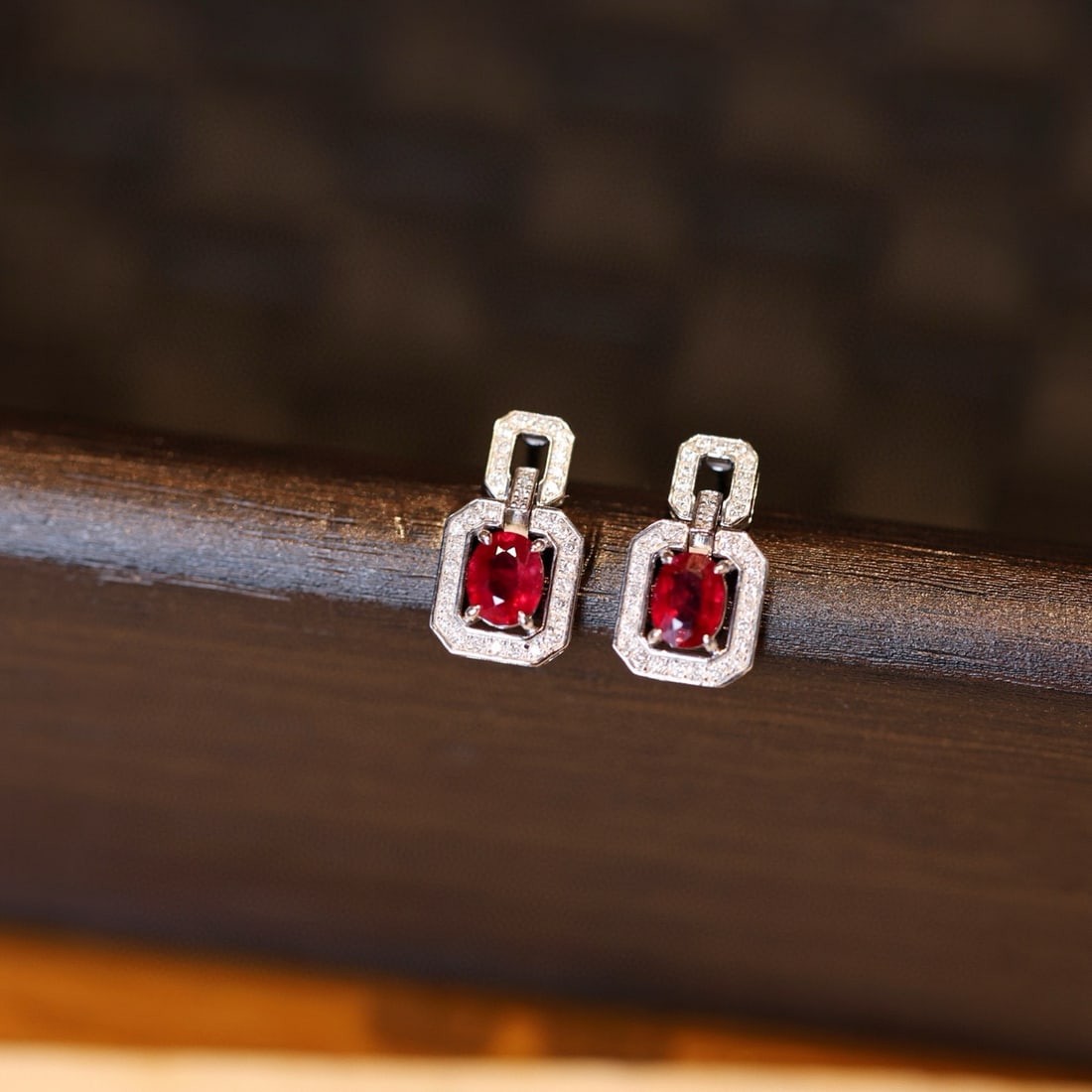 14k Gold 0.79 Ctw Vivid Red Natural Ruby & Diamond Earrings - 3