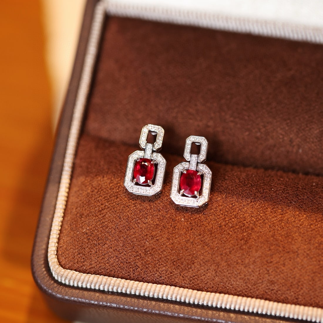 14k Gold 0.79 Ctw Vivid Red Natural Ruby & Diamond Earrings - 5