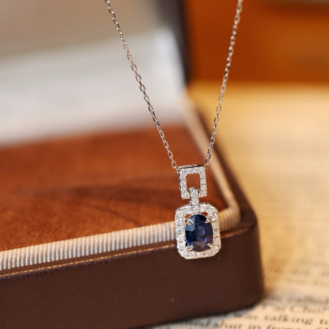 14k Gold 1.26 Ctw Natural Sapphire & Diamond Pendant( Without Chain ) - 2