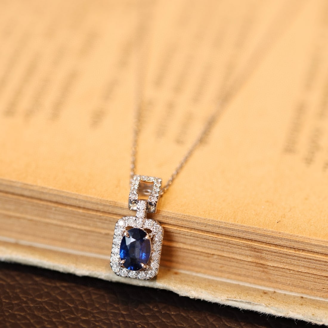 14k Gold 1.26 Ctw Natural Sapphire & Diamond Pendant( Without Chain ) - 3