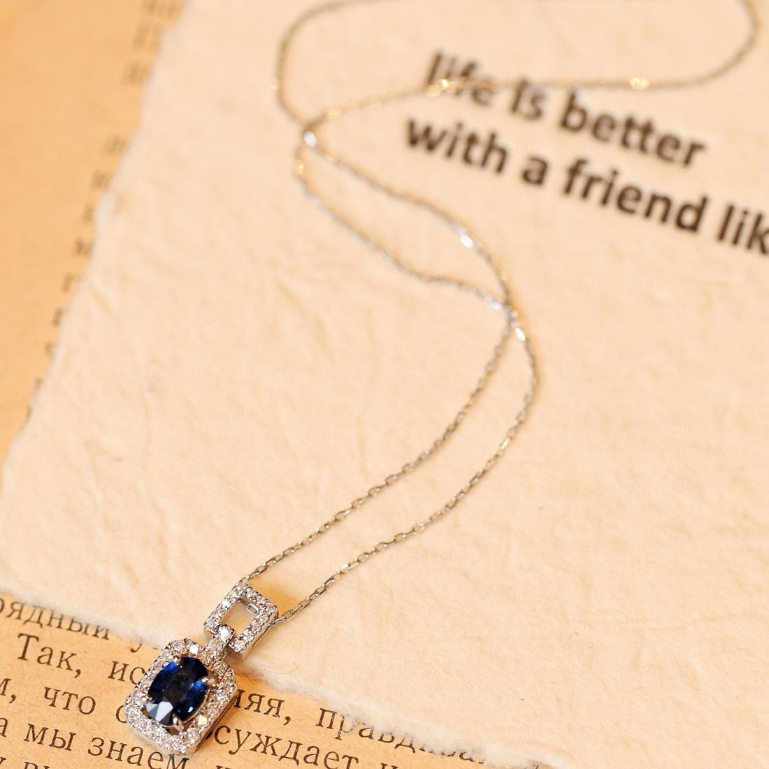 14k Gold 1.26 Ctw Natural Sapphire & Diamond Pendant( Without Chain ) - 4