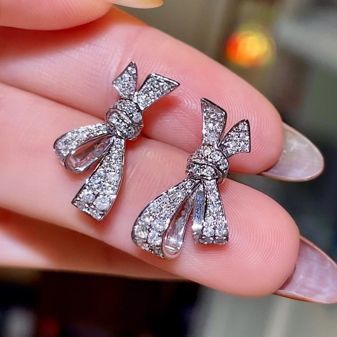14k Gold 0.89 Ct Natural H Diamond Earrings - 3