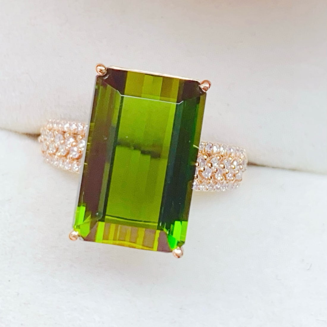 14k Gold 7.71 Ctw Natural Tourmaline & Diamond Ring - 6