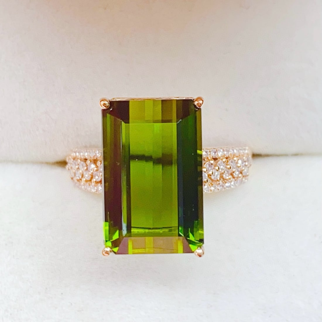 14k Gold 7.71 Ctw Natural Tourmaline & Diamond Ring - 7