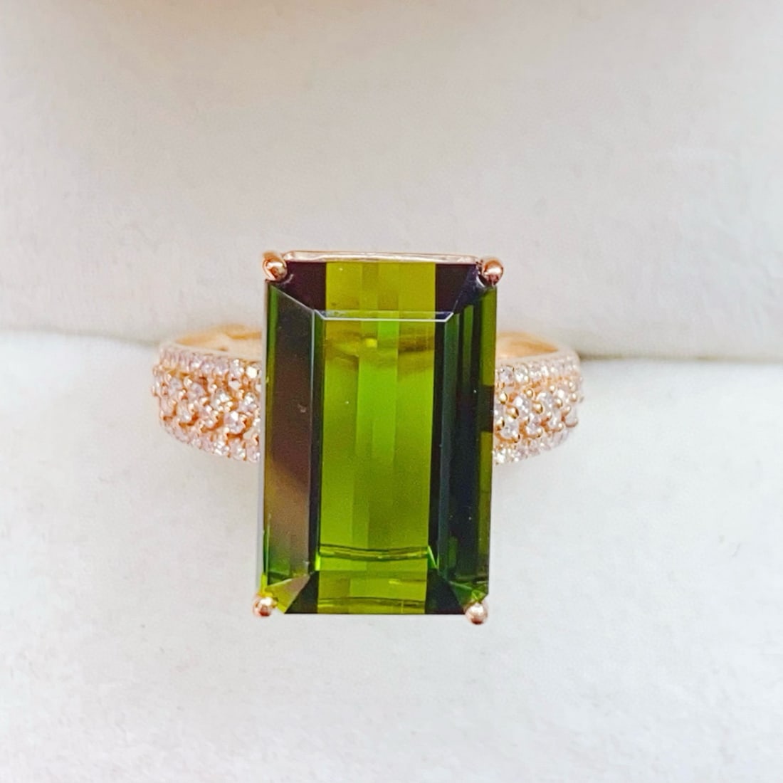 14k Gold 7.71 Ctw Natural Tourmaline & Diamond Ring - 8