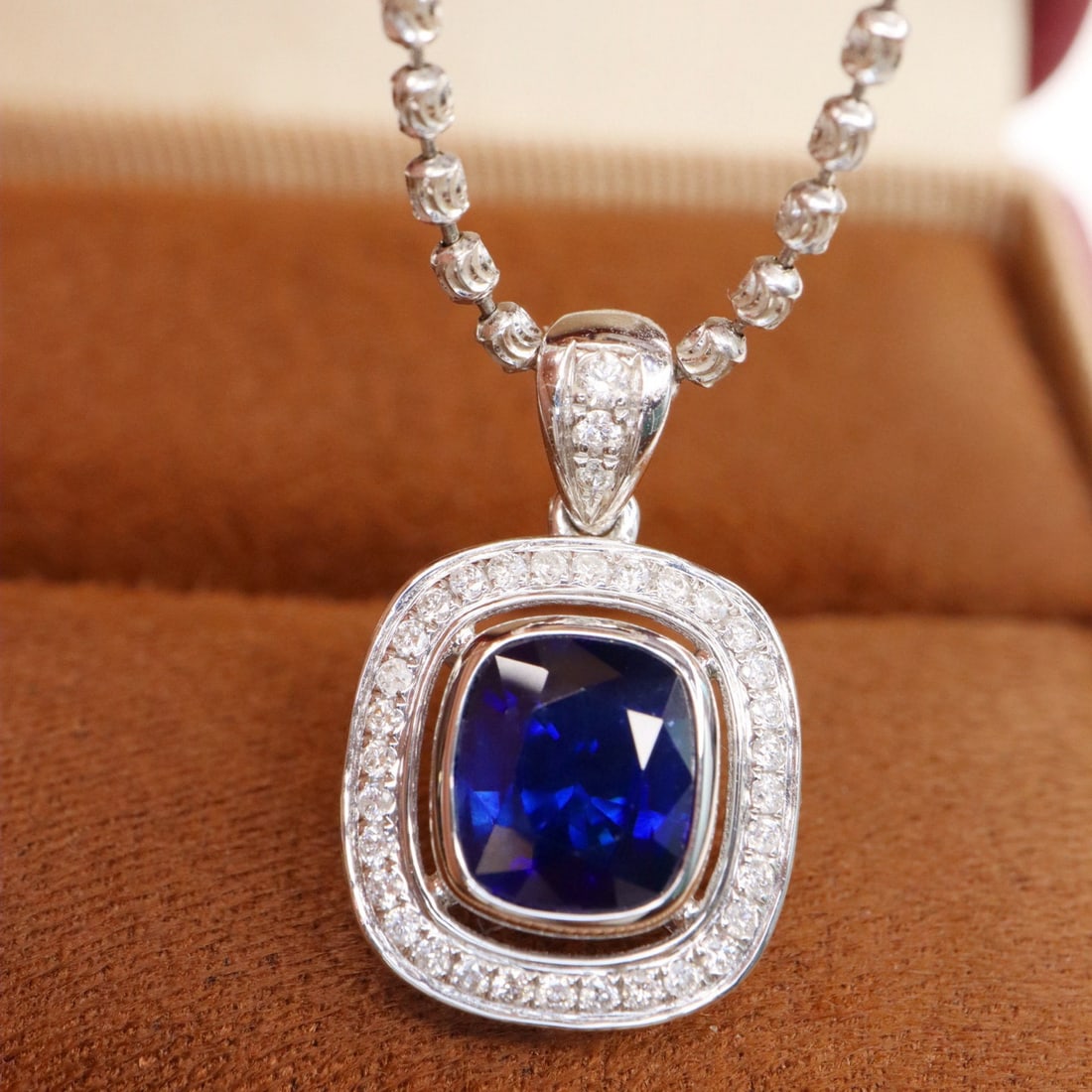 14k Gold 1.83 Ctw Natural Sapphire & Diamond Pendant( Without Chain ) - 2