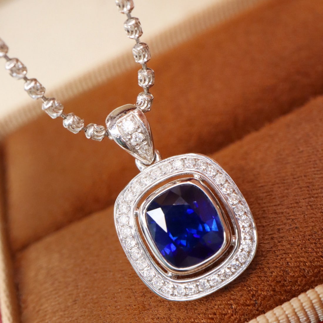 14k Gold 1.83 Ctw Natural Sapphire & Diamond Pendant( Without Chain ) - 4