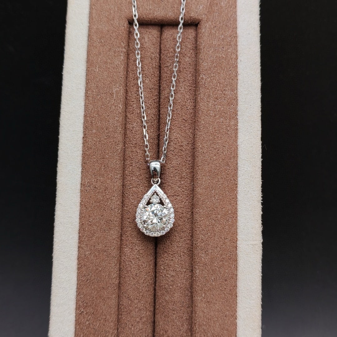 14k Gold 1 Ct Natural H Diamond Pendant( Without Chain ) - 2