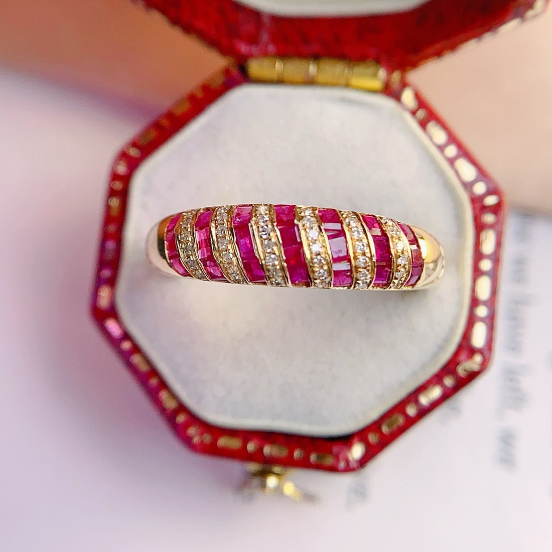 14k Gold 1.35 Ct Natural Ruby & Diamond Ring: Ref:231076372 // gold content:14k gold // ring size:7. 25us // // main gemstone:ruby // shape:square // carat weight:1. 35ct // color:red // treatment:natural // // adjacent gemstone 2 : diamond //