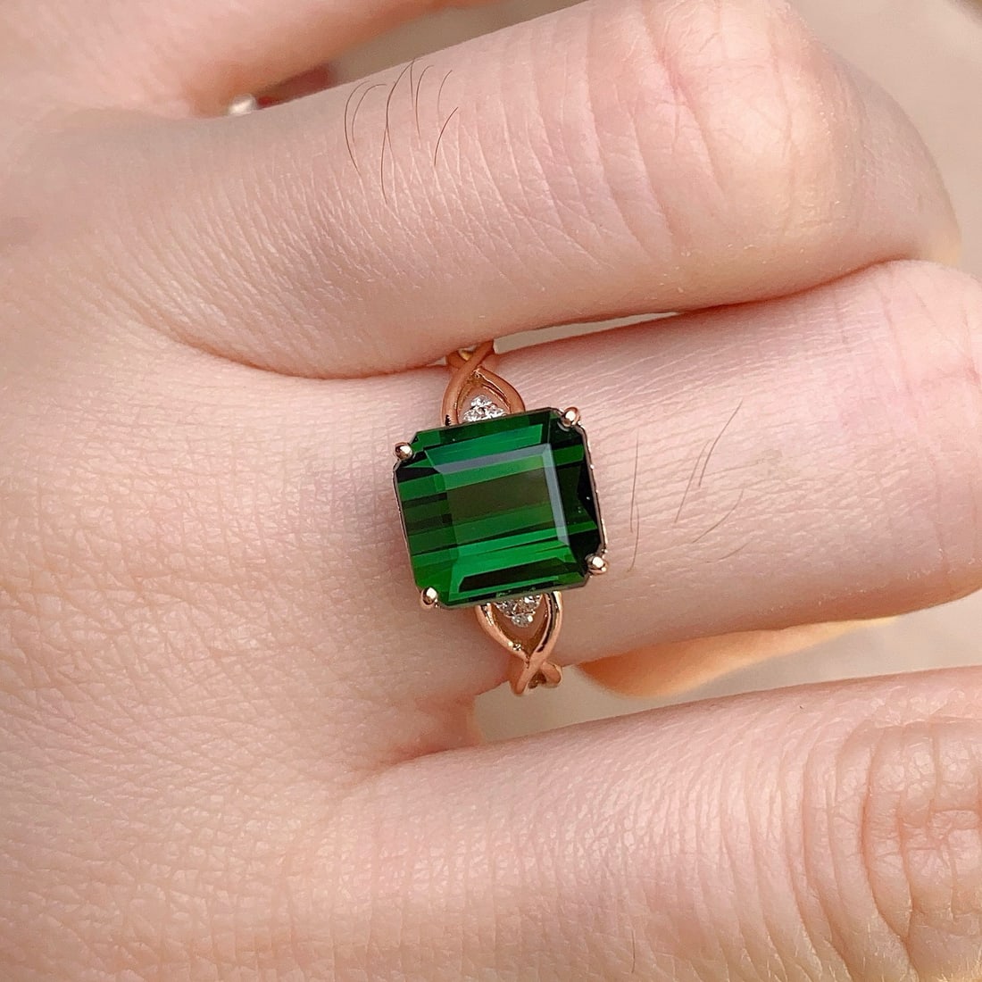 14k Gold 4.55 Ct Natural Tourmaline & Diamond Ring - 6