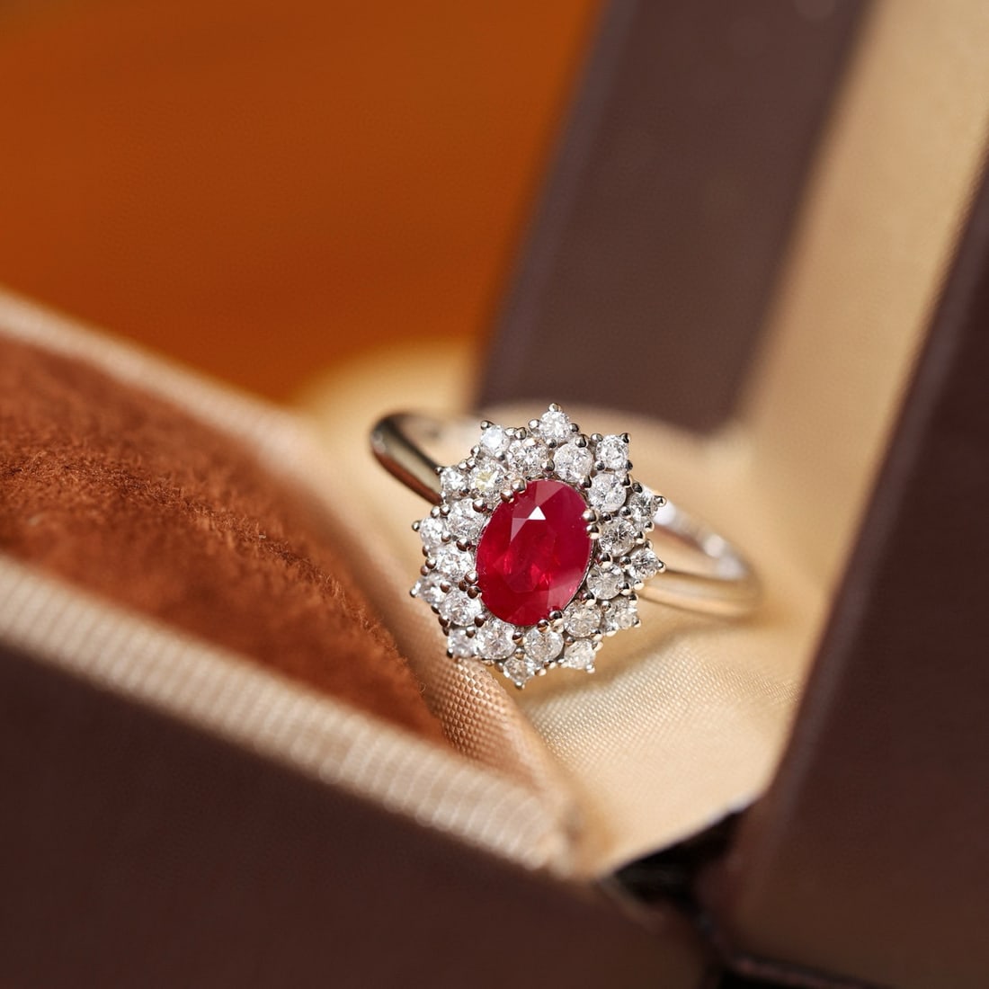 14k Gold 1.54 Ctw Natural Ruby & Diamond Ring: Ref:231076405 // gold content:14k gold // ring size:7. 25us // // main gemstone:ruby // shape:oval // carat weight:1. 06ct // color:pigeonblood red // treatment:natural // // adjacent gemstone 2 :