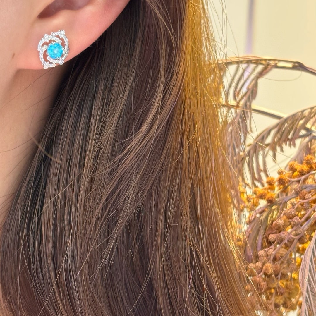 14k Gold 1.1 Ct Natural Paraiba Tourmaline & Diamond Earrings - 6