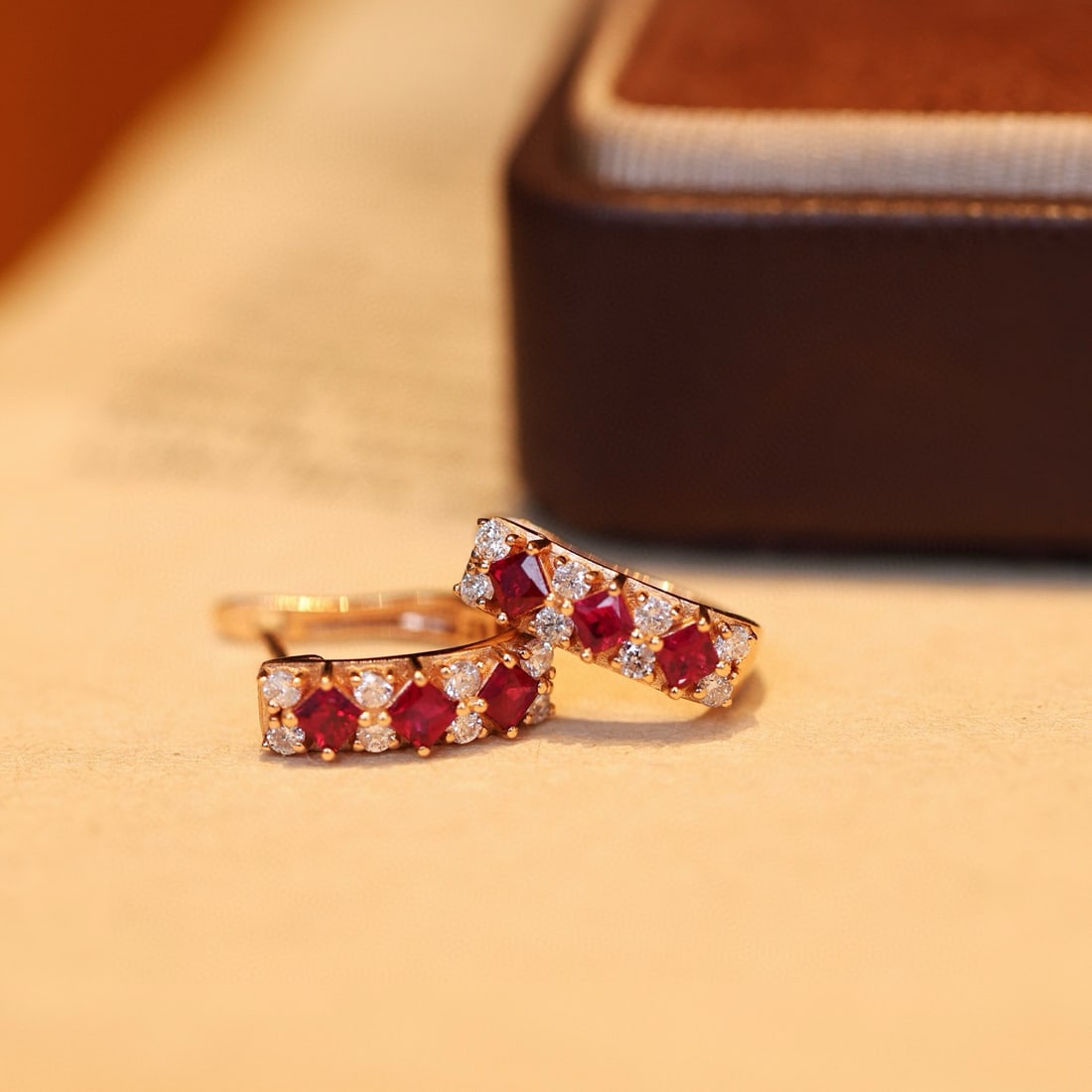14k Gold 0.91 Ctw Natural Ruby & Diamond Earrings - 2