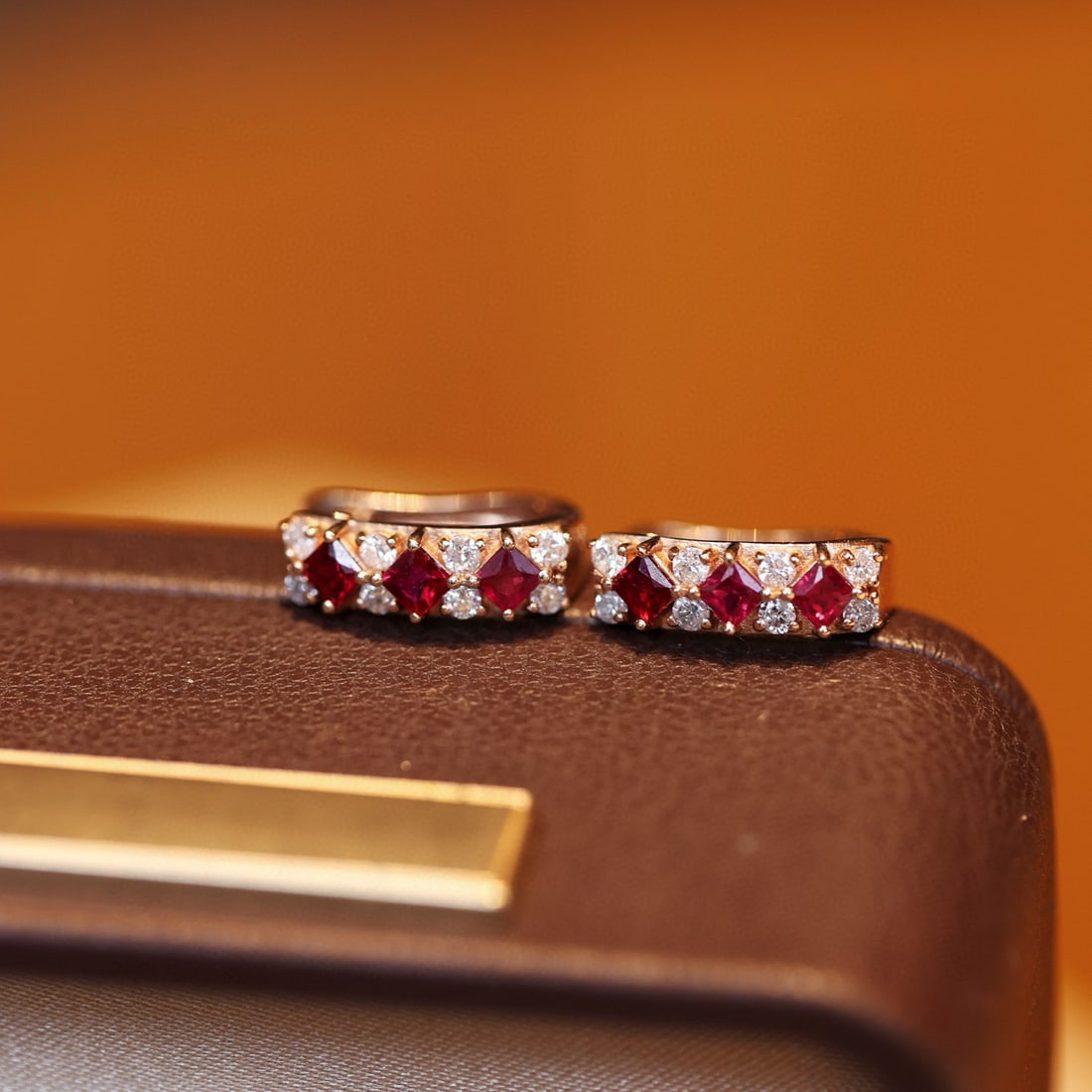 14k Gold 0.91 Ctw Natural Ruby & Diamond Earrings - 4