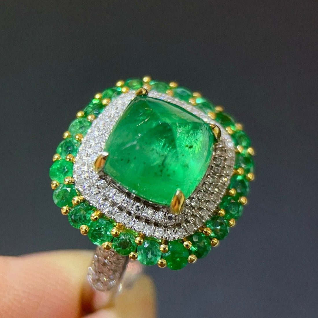 14k Gold 3.28 Ctw Natural Emerald & Diamond Ring - 5