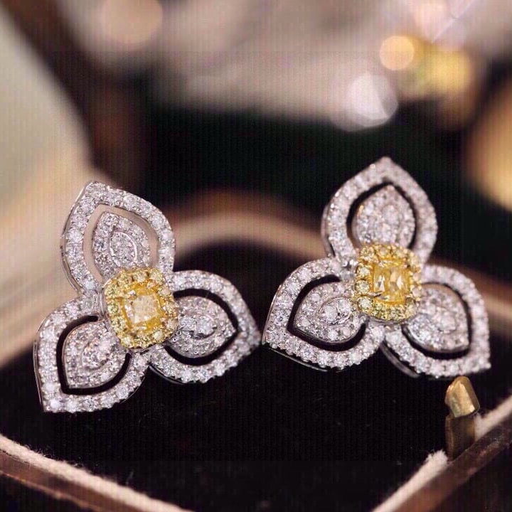 14k Gold 1.0 Ct Natural Color Diamond Earrings: Ref:231083039 // gold content:14k gold // main gemstone:color diamond // shape:multiple // carat weight:1. 0ct // clarity grade:vs-si // color:color // treatment:natural // Condition: New Low