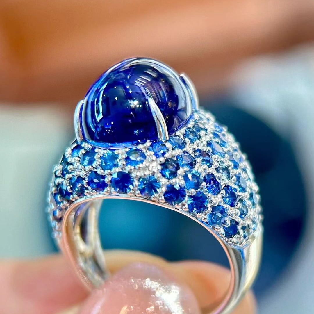 14k Gold 14.01 Ctw Natural Tanzanite & Sapphire & Men¡¯s Ring - 4