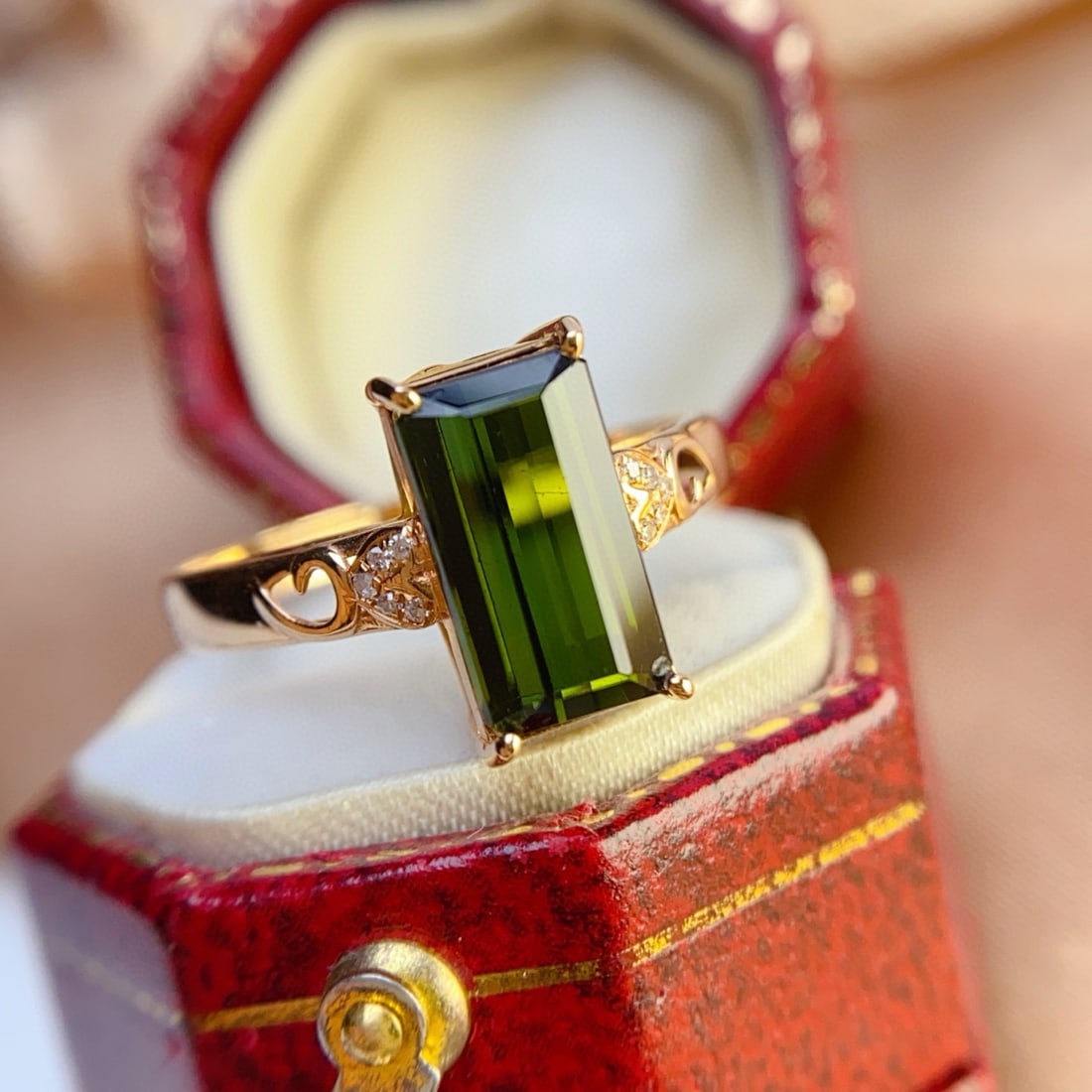 14k Gold 3.20 Ct Natural Tourmaline & Diamond Ring - 2