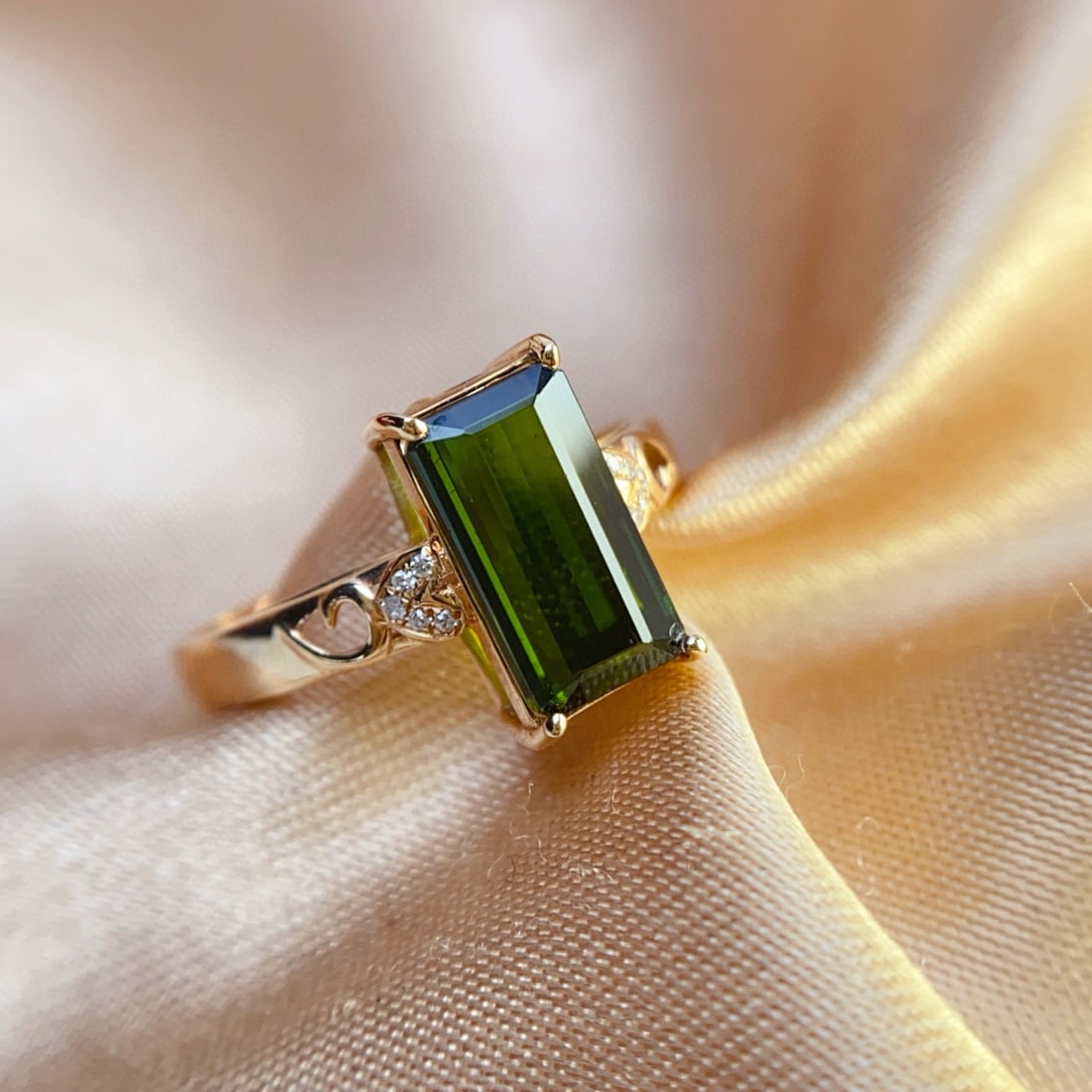 14k Gold 3.20 Ct Natural Tourmaline & Diamond Ring - 3