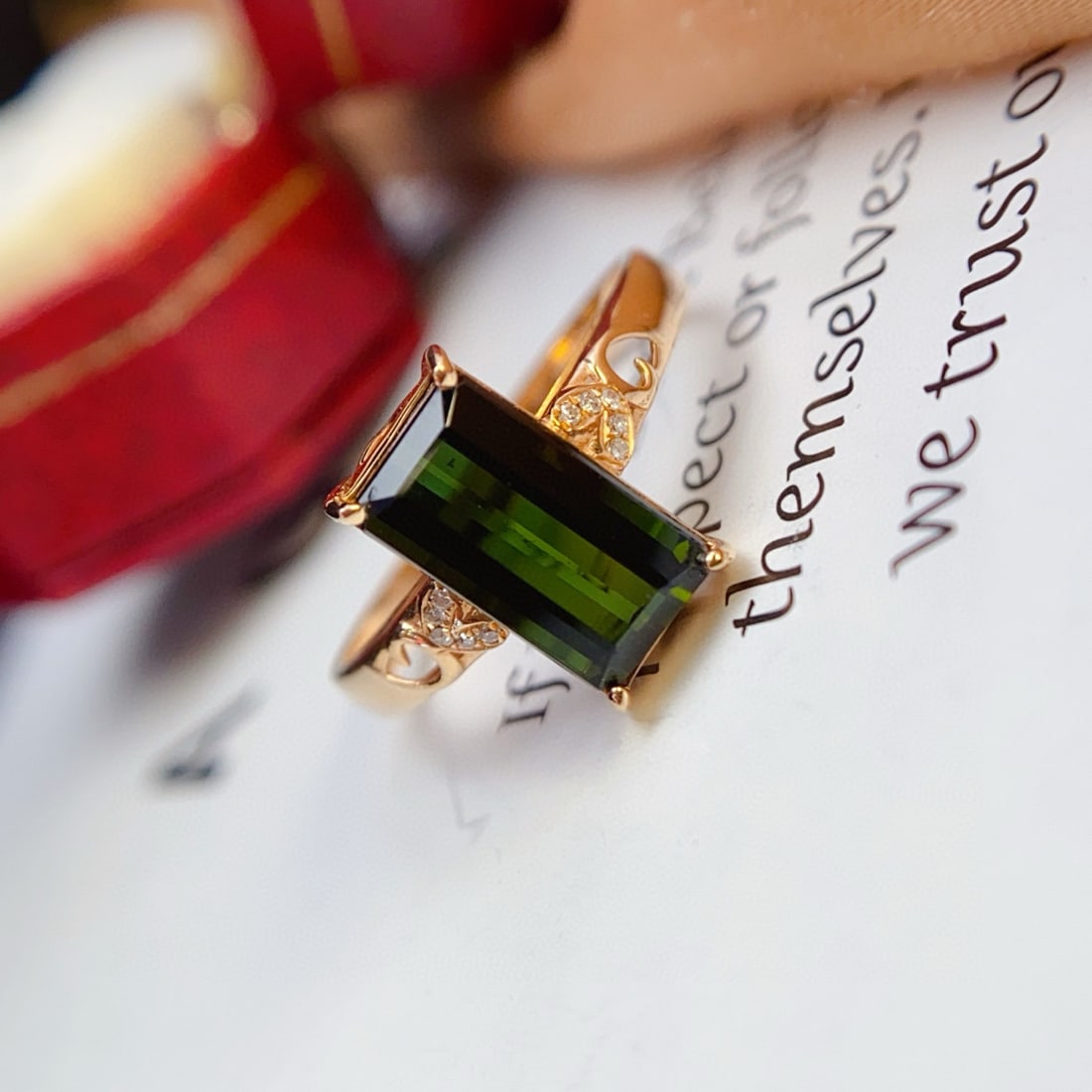 14k Gold 3.20 Ct Natural Tourmaline & Diamond Ring - 4