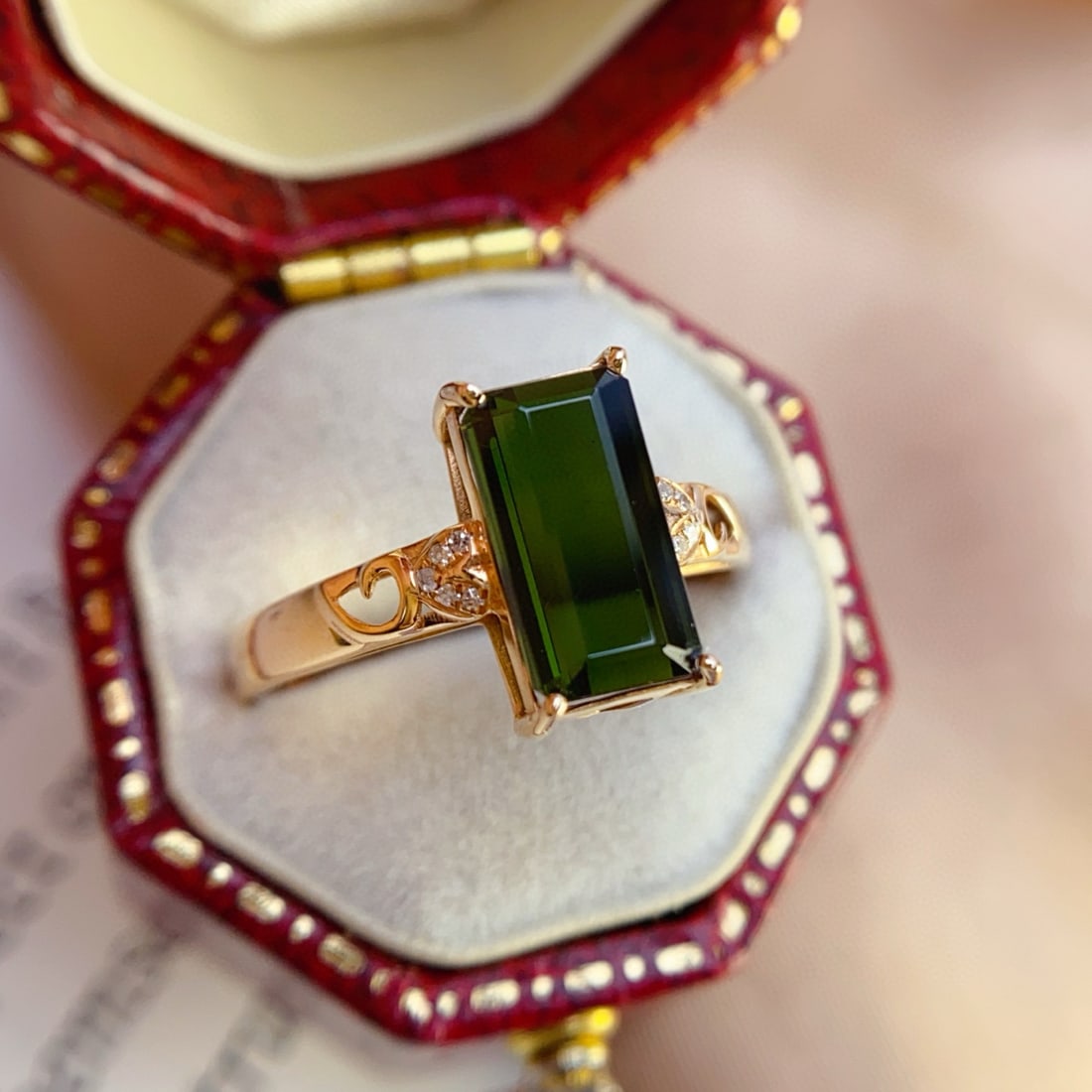 14k Gold 3.20 Ct Natural Tourmaline & Diamond Ring - 6