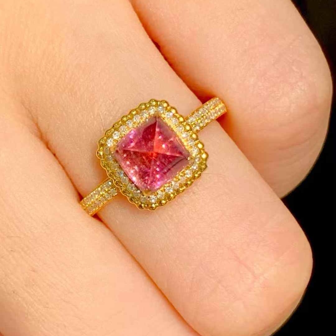 14k Gold 2.15 Ct Natural Tourmaline & Diamond Ring - 4