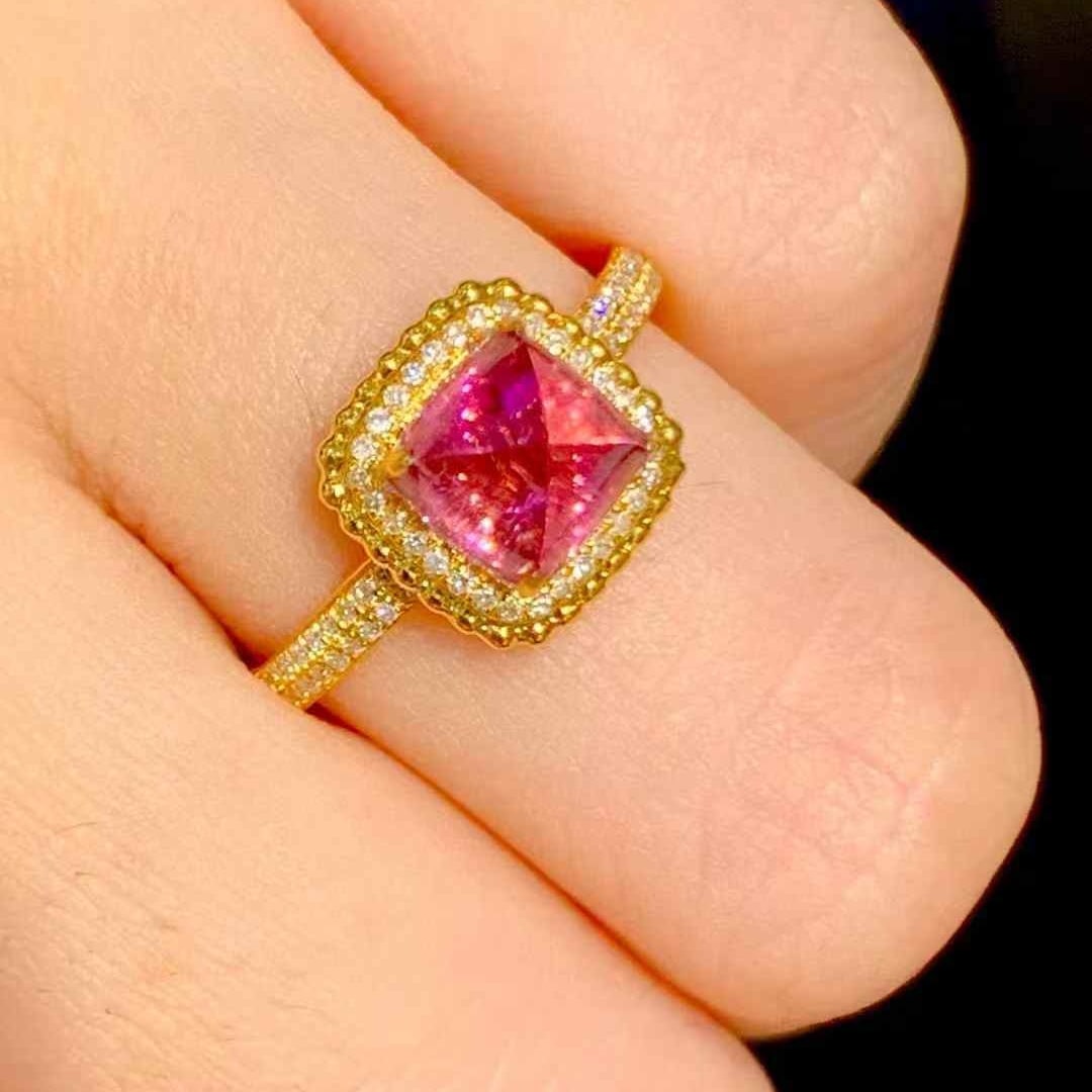 14k Gold 2.15 Ct Natural Tourmaline & Diamond Ring - 5