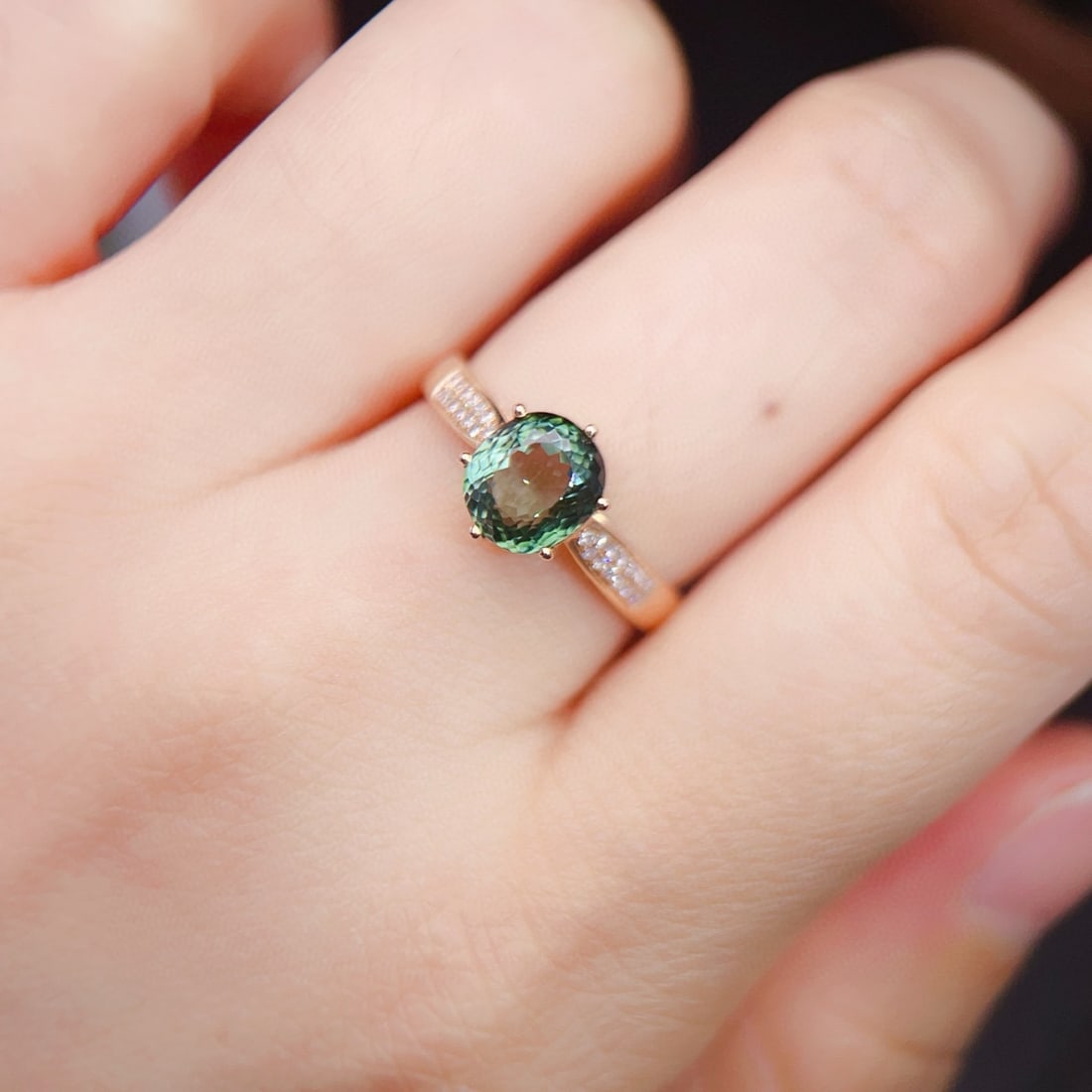 14k Gold 2.03 Ctw Natural Tourmaline & Diamond Ring - 5