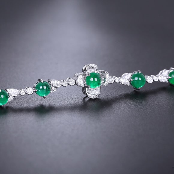 14k Gold 3.47 Ctw Natural Emerald & Diamond Bracelet - 3