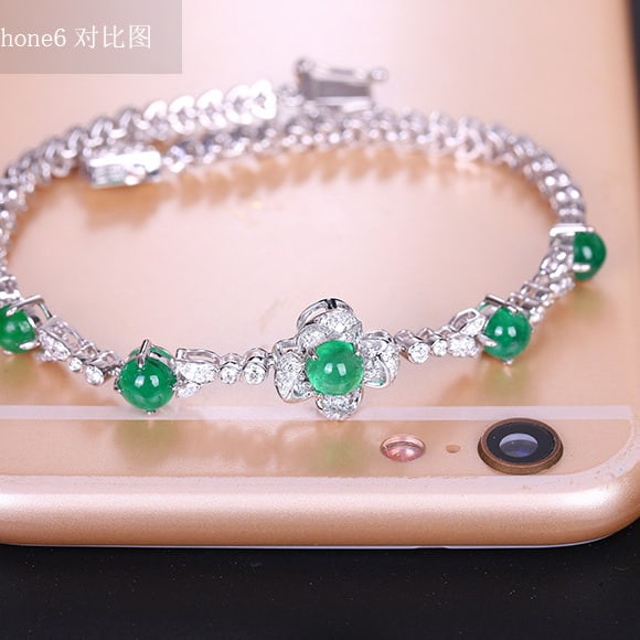 14k Gold 3.47 Ctw Natural Emerald & Diamond Bracelet - 7