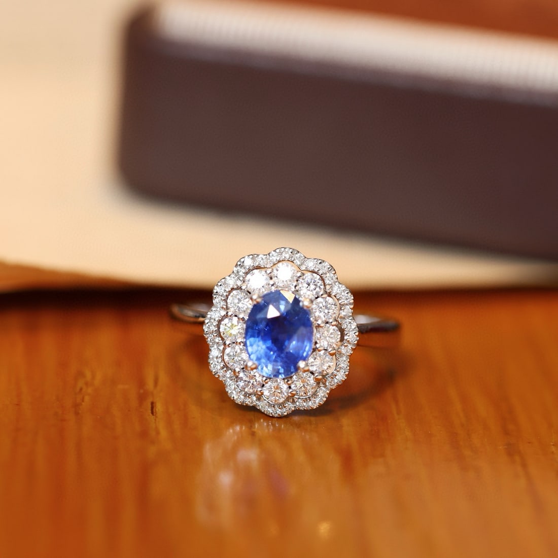 14k Gold 2.16 Ctw Natural Sapphire & Diamond Ring: Ref:231084040 // gold content:14k gold // ring size:7. 25us // // main gemstone:sapphire // shape:oval // carat weight:1. 53ct // color:cornflower blue // treatment:natural // // adjacent gemstone 2