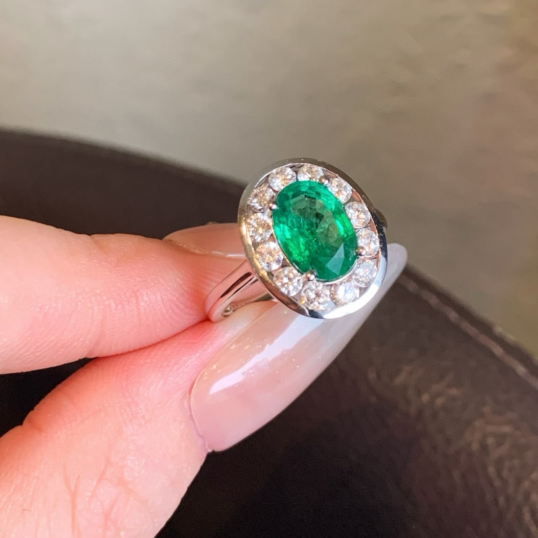 14k Gold 2.70 Ctw Natural Emerald & Diamond Ring - 7